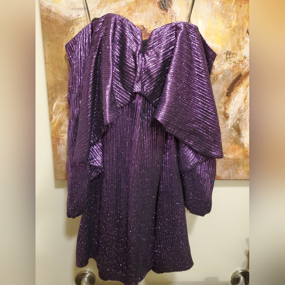 Sz 36(4) NWT $3025 Halpern off shoulder mini dress with corset inside